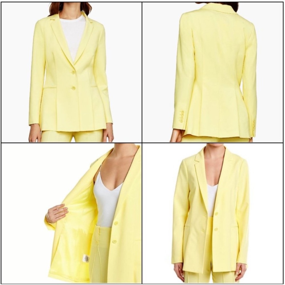 Bcbgmaxazria Yellow Blazer Structured Pleated Sil… - image 3